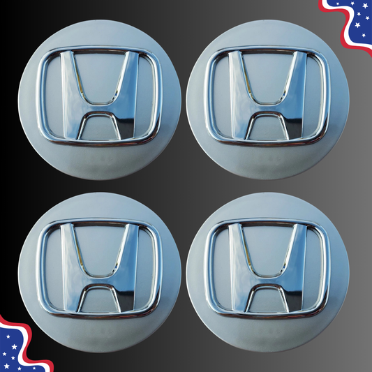 Set of 4 69mm Wheel Center Caps Compatible with Honda – Silver & Chrome