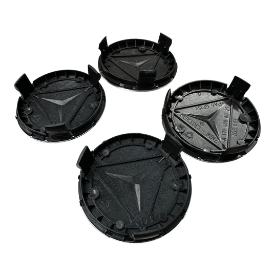 (4) Mercedes Benz Wheel Center Caps 75mm Blue & Silver