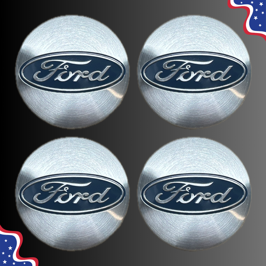 Set of 4 55mm Wheel Center Caps for Ford – Silver front view