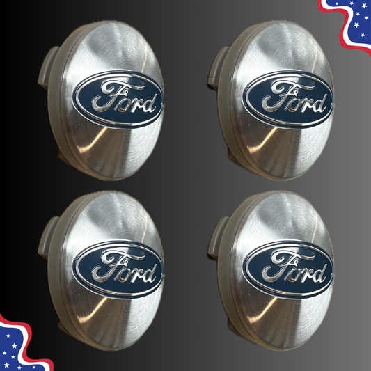 Set of 4 55mm Wheel Center Caps for Ford – Silver side view