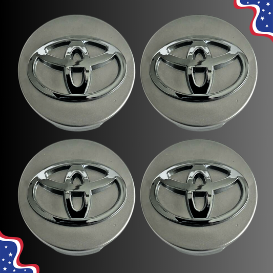 Set of 4 62mm Wheel Center Caps Compatible with Toyota – Silver & Chrome