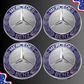 (4) Mercedes Benz Wheel Center Caps 75mm Blue & Silver
