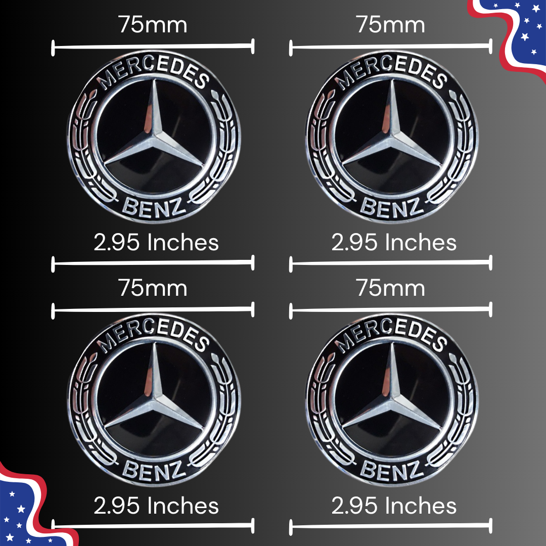 (4pcs) Mercedes Benz Wheel Center Caps 75mm