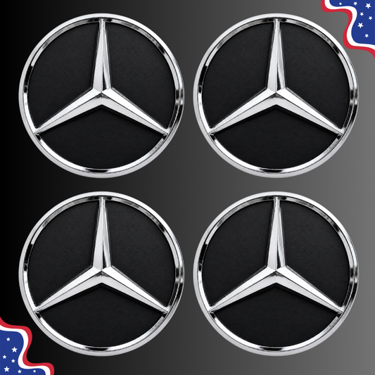 4pcs Mercedes Center Caps Black & Silver