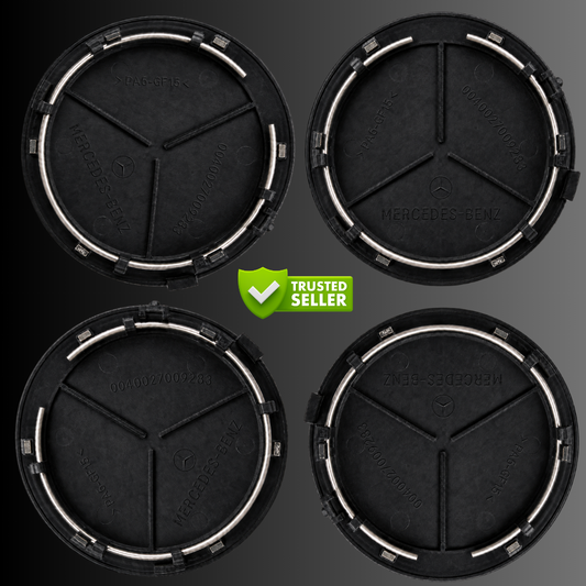 4pcs Mercedes Center Caps Black & Silver