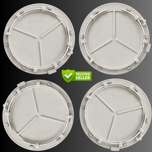 4pcs Mercedes Center Caps Silver & Chrome