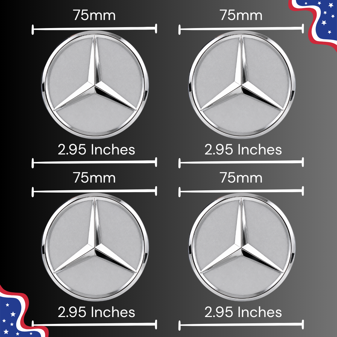 4pcs Mercedes Center Caps Silver & Chrome