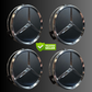 4pcs Mercedes Center Caps 75mm Black & Chrome