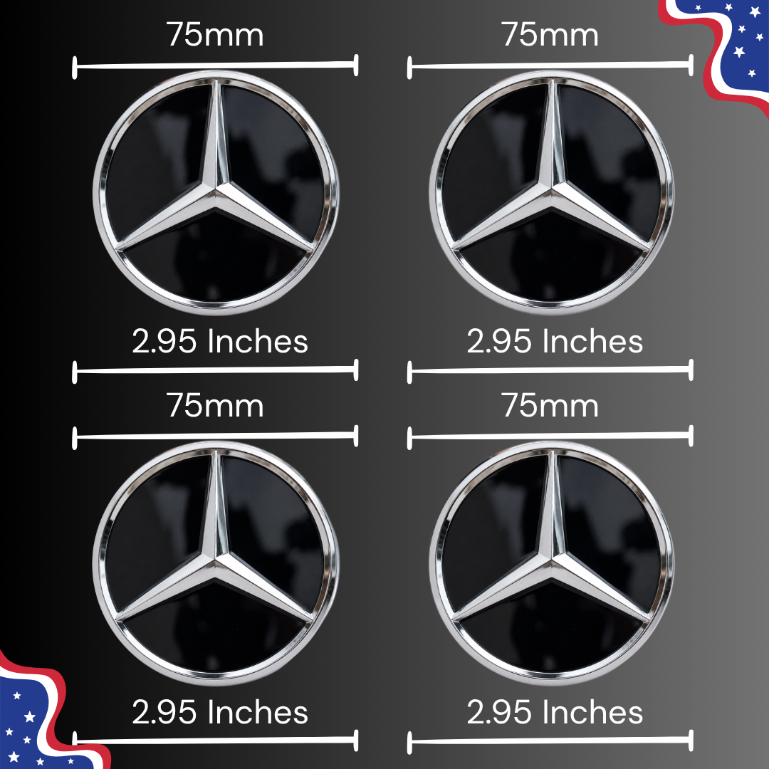 4pcs Mercedes Center Caps Black & Silver