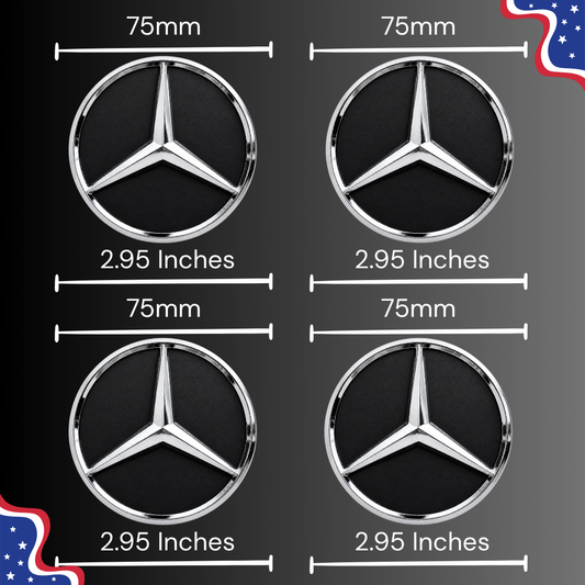 4pcs Mercedes Center Caps Black & Silver