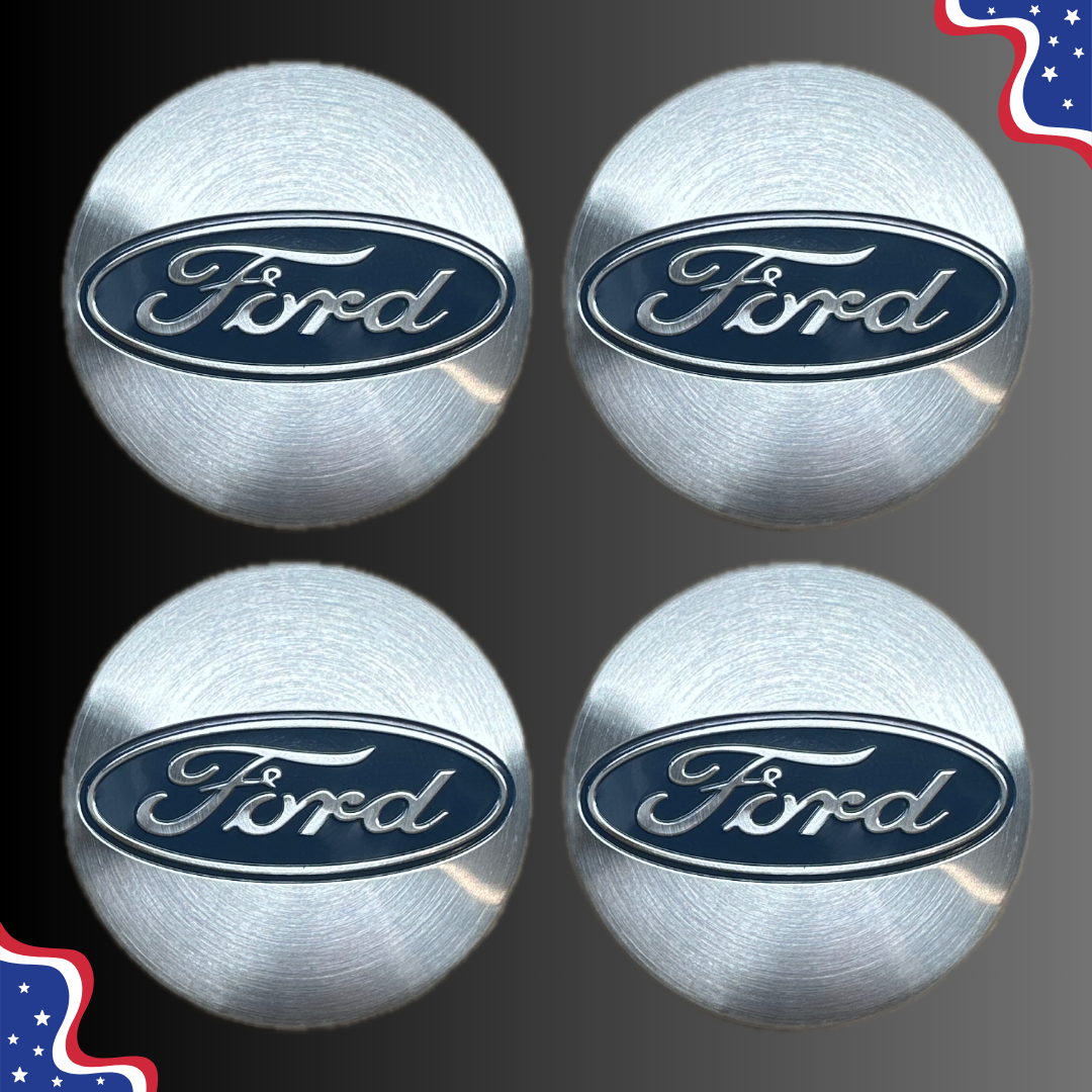 Set of 4 55mm Wheel Center Caps for Ford – Silver front view