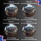 55 mm / 2.17 inch Ford chrome center cap measurement guide