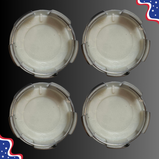 Set of four 64 mm Jeep-compatible gloss black wheel center caps, back view