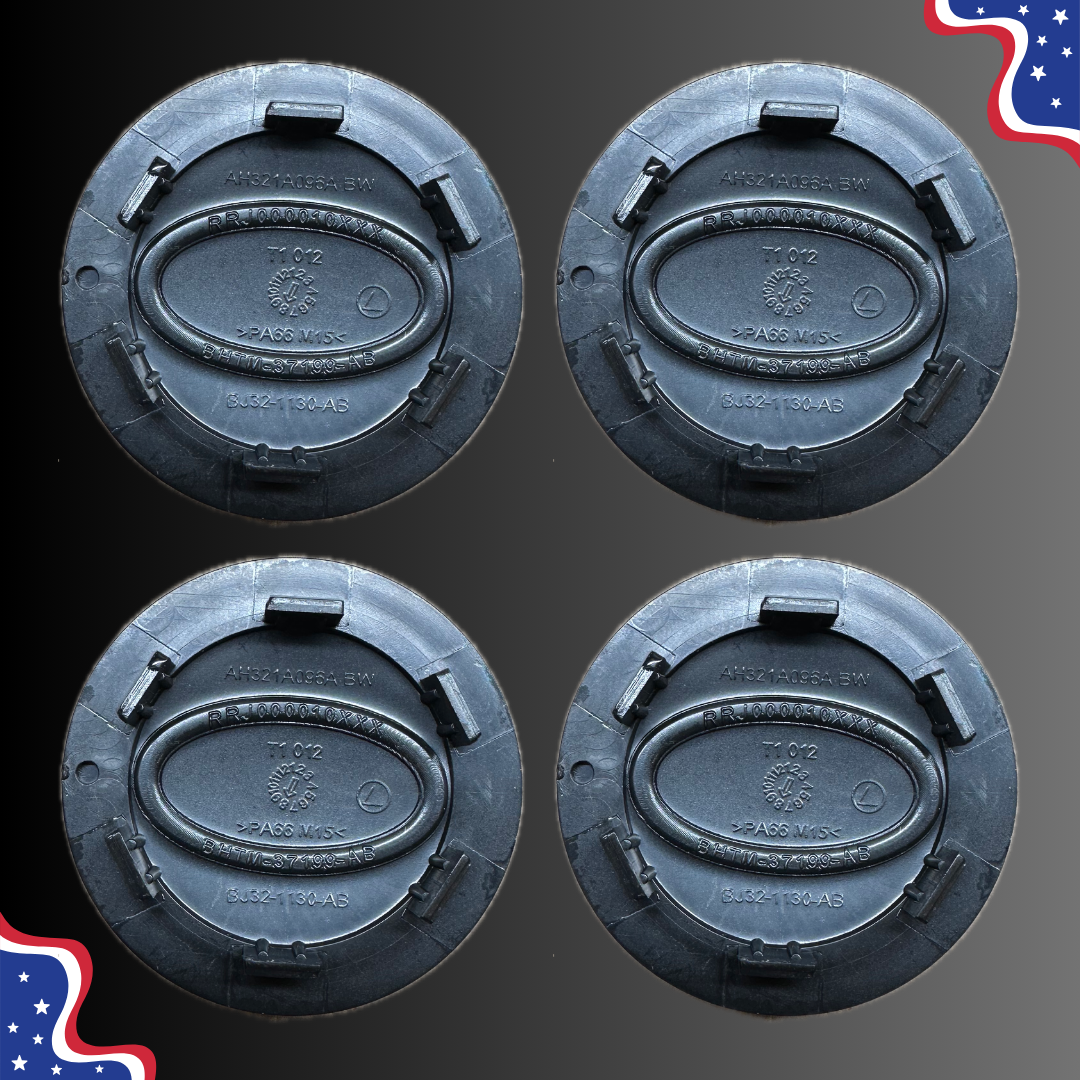 Set of 4 65mm Wheel Center Caps for Land Rover & Range Rover – Black / Green Logo back view