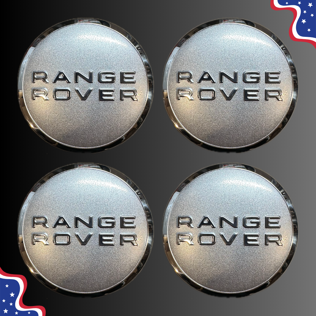Set of 4 65mm Wheel Center Caps for Range Rover – Silver front view