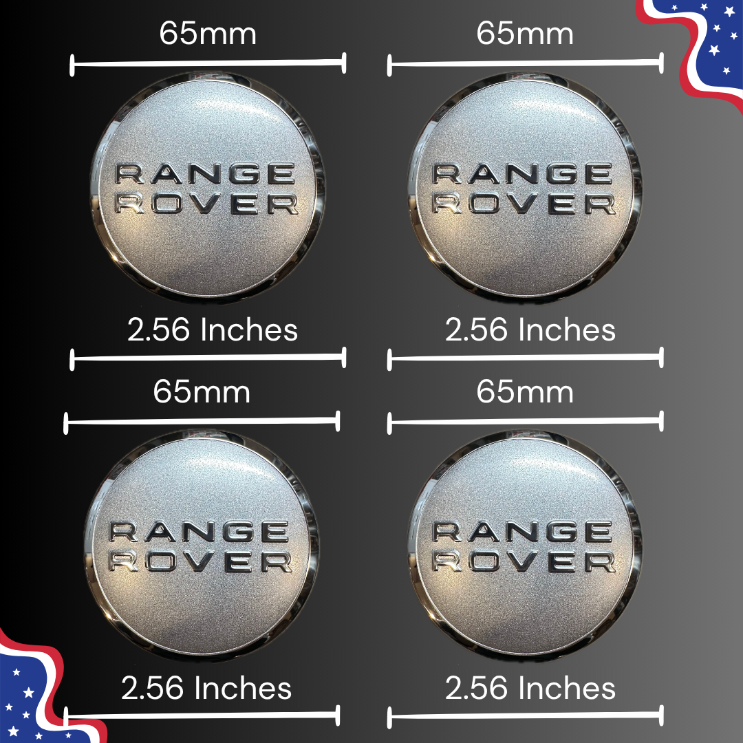 65 mm / 2.56 inch Range Rover silver center cap measurement guide