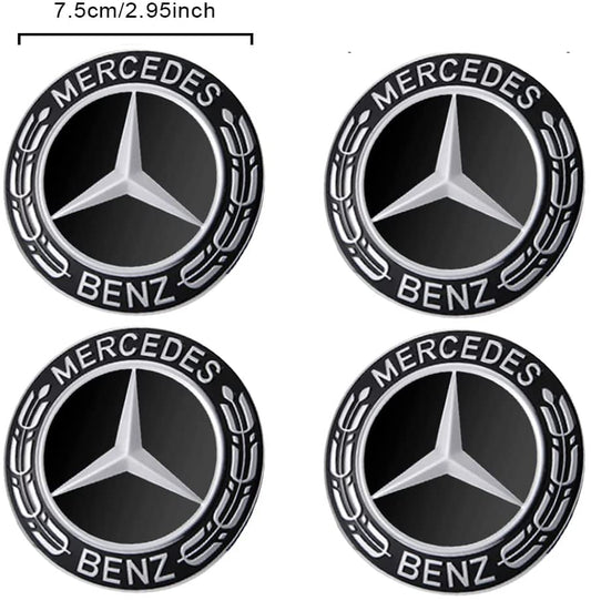 (4) Mercedes Benz Wheel Center Caps 75mm